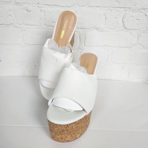 Corked Heeled Platform Mules